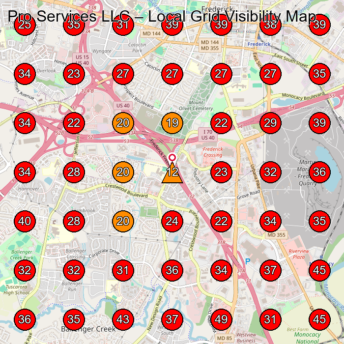 Pro Services LLC GeoGrid visibility map for Landscape Architect in Ijamsville